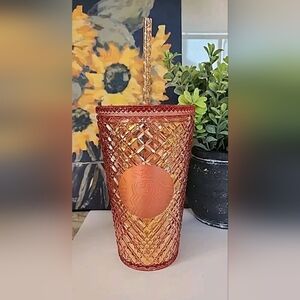 Starbucks 16oz Copper Rose Gold Studded Bling Tumbler Cold Cup 50th Anniversary